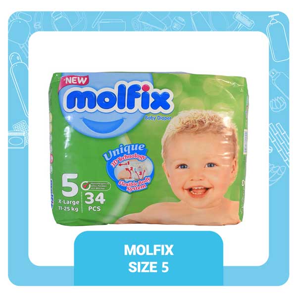 پوشک مولفیکس سایز 5 بسته 34 عددی molfix | پاک مارکت